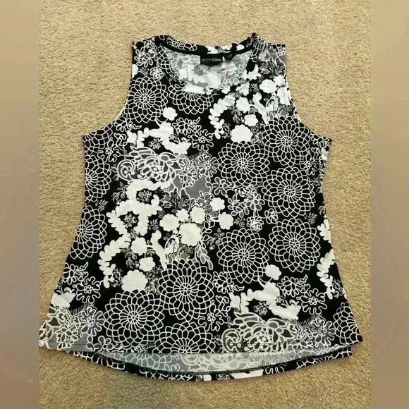 Attitudes by Renee Como Jersey SET OF TWO Solid and Printed Tanks Size L Floral - Picture 11 of 13